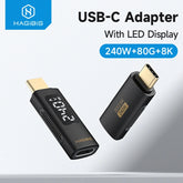 Hagibis 240W USB C Adapter with LED Display USB4 PD Fast Charging Type C Connector 80Gbps 8K Video Power Current Voltage Display